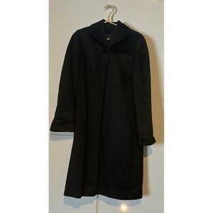 Fashionbilt Black Wool Blend Full Length Overcoat Elegant Vintage Women